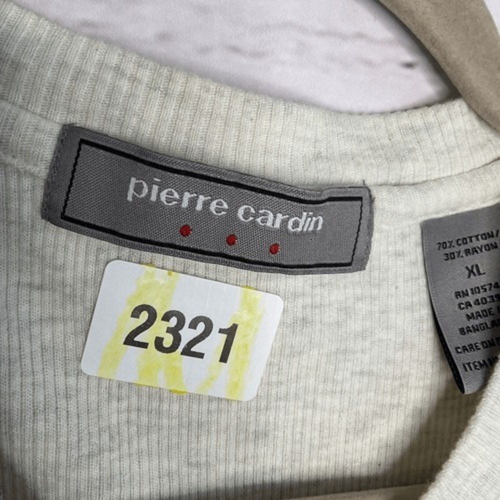 Pierre Cardin Men's XL Ivory Tee Knit Ribbed Pullover Sweater‎ Short Sleeve - Picture 3 of 9